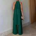thumbnail image 4 of Women's 2 Piece Sets Asymmetric Sleeveless Crew Neck Tops and Wide Leg Palazzo Pants Beach Vacation Outfits, XL, 4 of 6