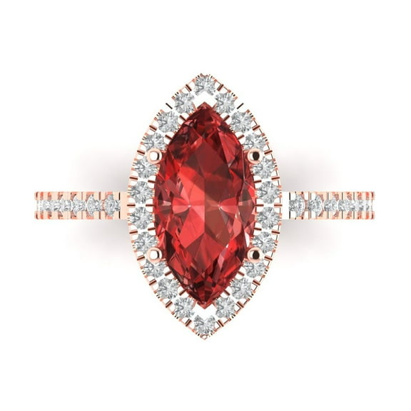 Halo Engagement Ring for Women - 2.38ct Natural Garnet in 18K Rose Gold Promise Ring