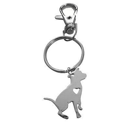 - Art Attack Silvertone I Love My Dog Lover Heart Outline American Pitbull Terrier Pit Bull Pet Puppy Rescue Pendant Keychain