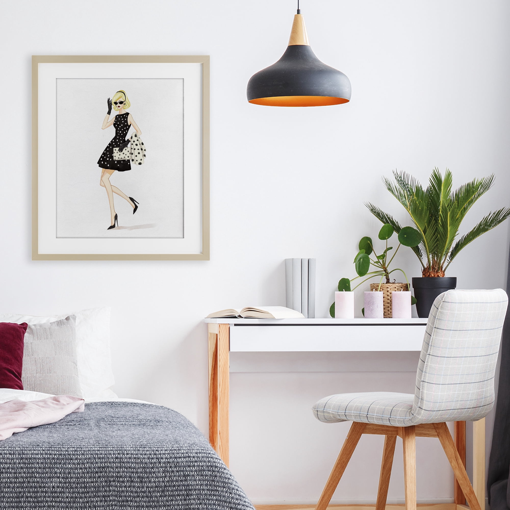 Stupell Industries Retro Trend Polka Dots Birch Framed Print Under Glass, design by Ziwei Li