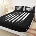 thumbnail image 4 of Manfei Vintage American Flag Queen Sheets,White Black Queen Sheet Sets,4pcs,1 Flat Sheet, 1 Fitted Sheet and 2 Pillowcases, 4 of 6