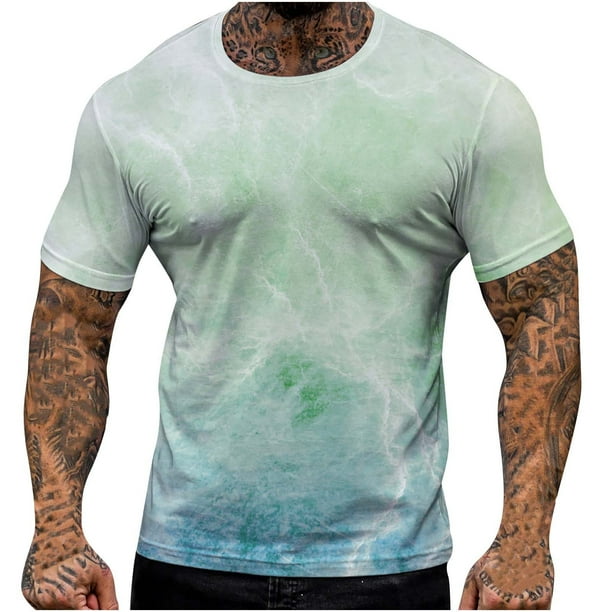 Tops para hombre Camisas Blusas Elegante Casual Moda Deportes Playa Cuello redondo Camiseta de manga corta Odeerbi ODB-5