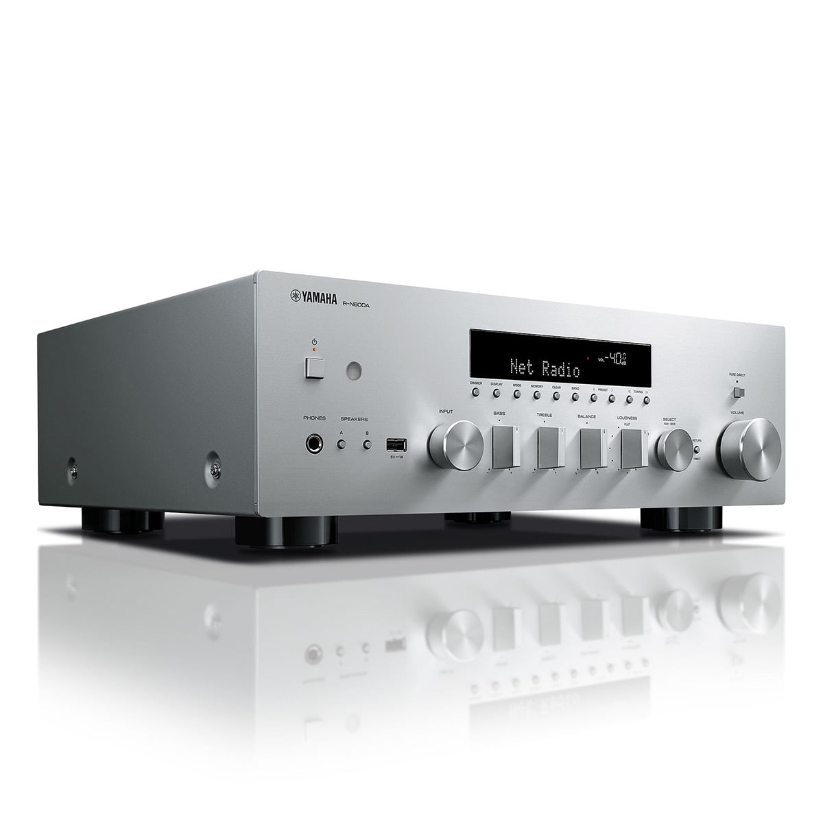 Yamaha R-N600A Stereo Network Receiver with Wi-Fi, Bluetooth, and MusicCast (Silver)
