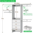 thumbnail image 3 of iSunirm 5FT Small Closet System with 3 Fabric Drawers, Walk In Clothes Organizer System With 3 Adjustable Shelves, Heavy Duty Closet Rack, Garment Rack for Bedroom, Gray, 3 of 8