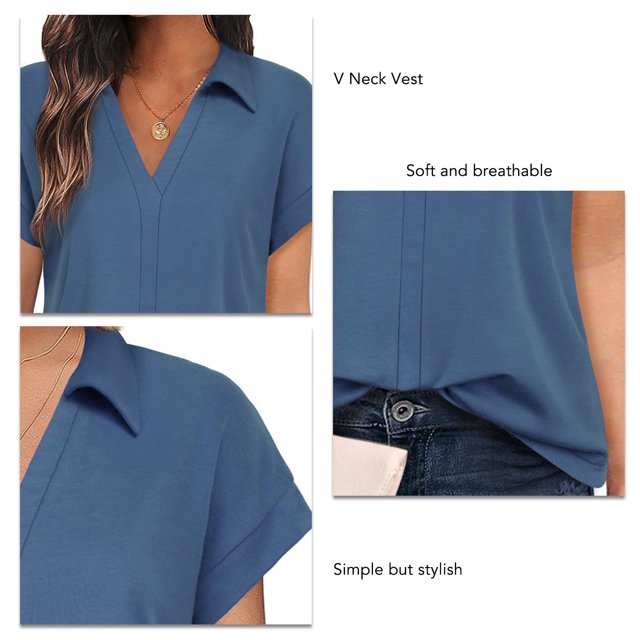 Blusa De Oficina, Camisa De Mujer Con Solapa Informal Para Lavar A Máquina Para El Hogar YLSHRF Otros