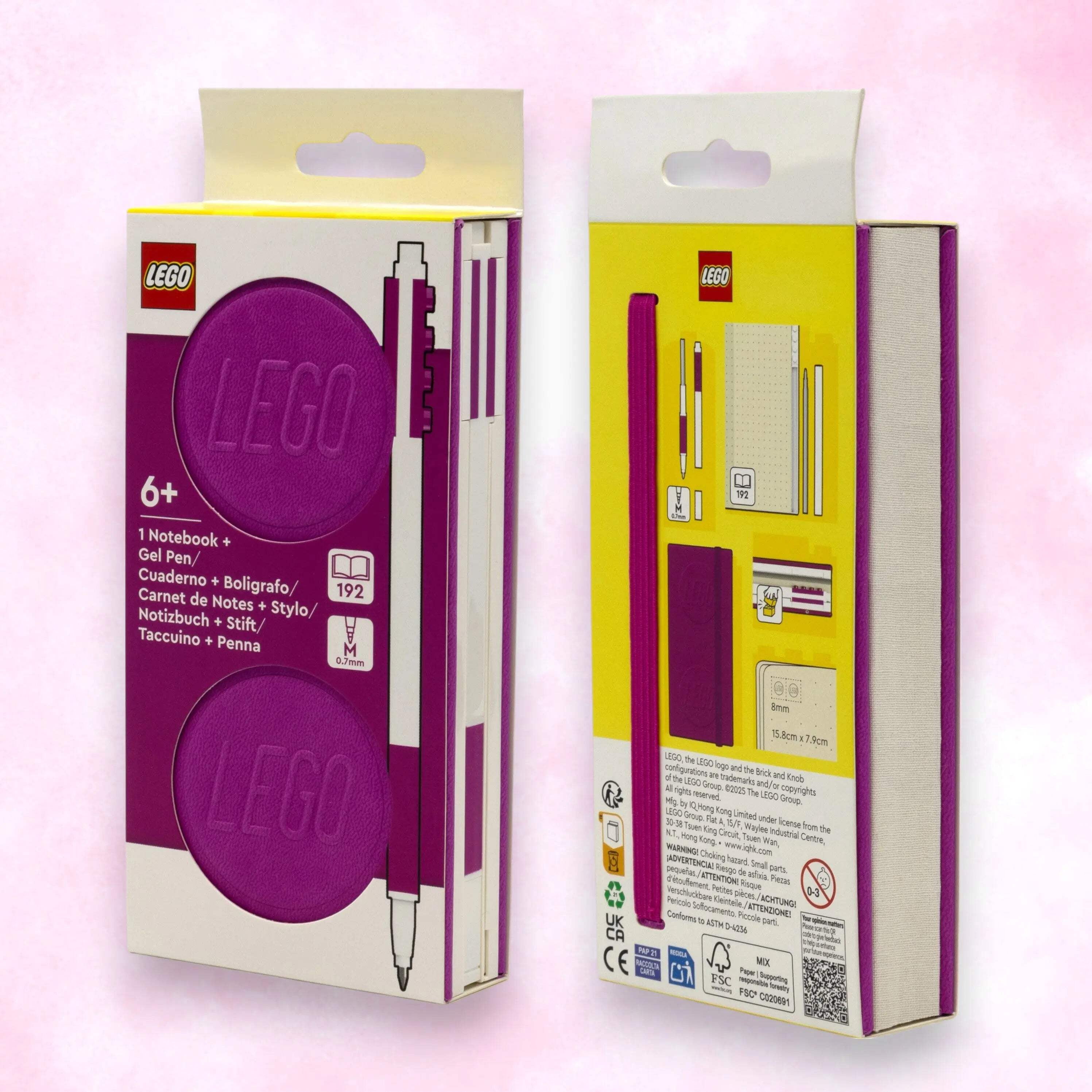 LEGO Locking Notebook with Gel Pen - 1x2 Red Violet