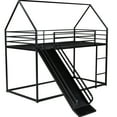 thumbnail image 5 of House Bunk Bed In Black Metal - Twin Over Twin, With Practical Construction & Slide Feature Black, Secure, 5 of 7
