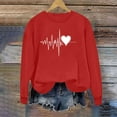 thumbnail image 5 of Zedker Women's Hoodless Sweatshirt Valentine's Days Women Heart Grahic Long Sleeve Crewneck Shirt Casual Valentines Gifts Pullover Red M, 5 of 6