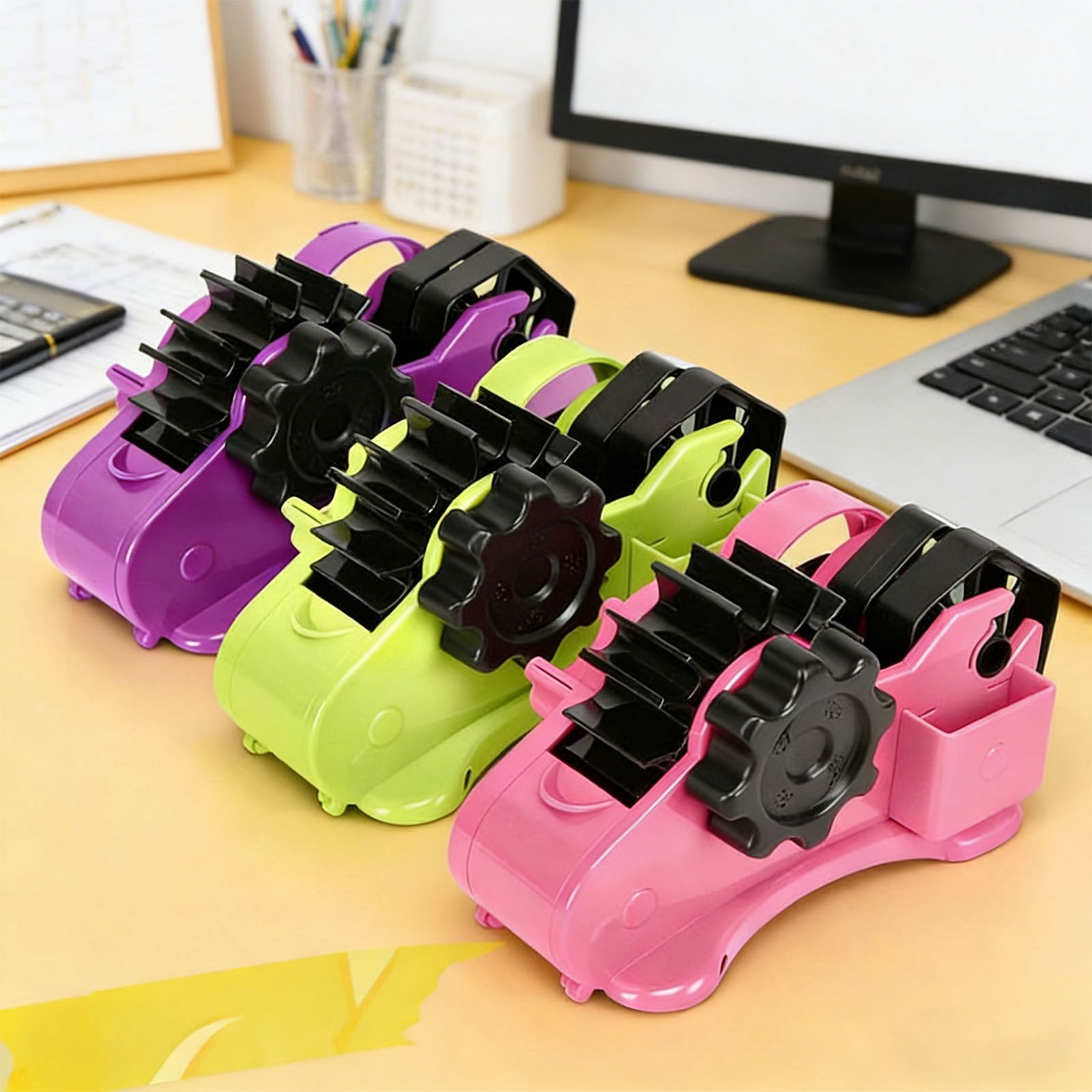 Multi Roll Tape Dispenser Large Portable Desktop Holder With Cutter For Packing Shipping Office Home Use