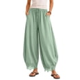 thumbnail image 7 of Women's Casual Pants Elastic Waist Patch Lace Pant With Pockets Baggy Straight Leg Trousers, 7 of 7