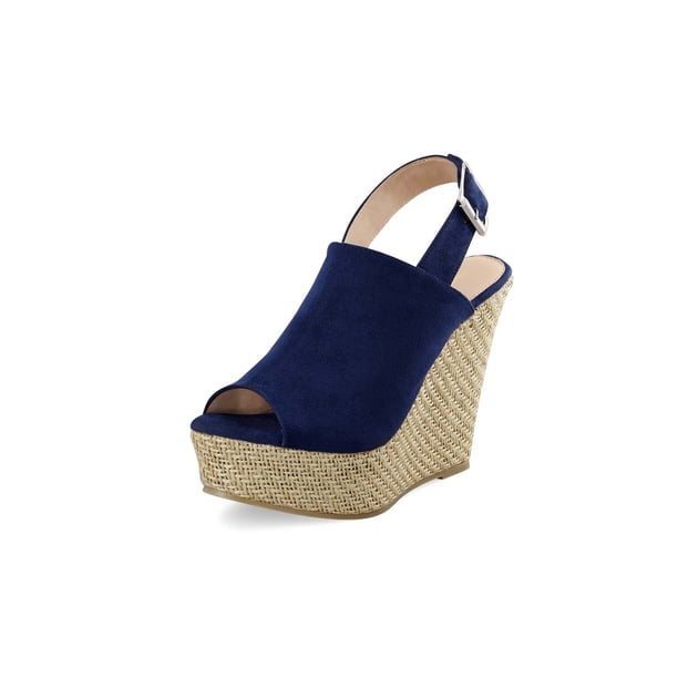Sandalia De Plataforma Azul Marino Ajuste Al Tobillo 11.5Cm Mundo Terra 030416