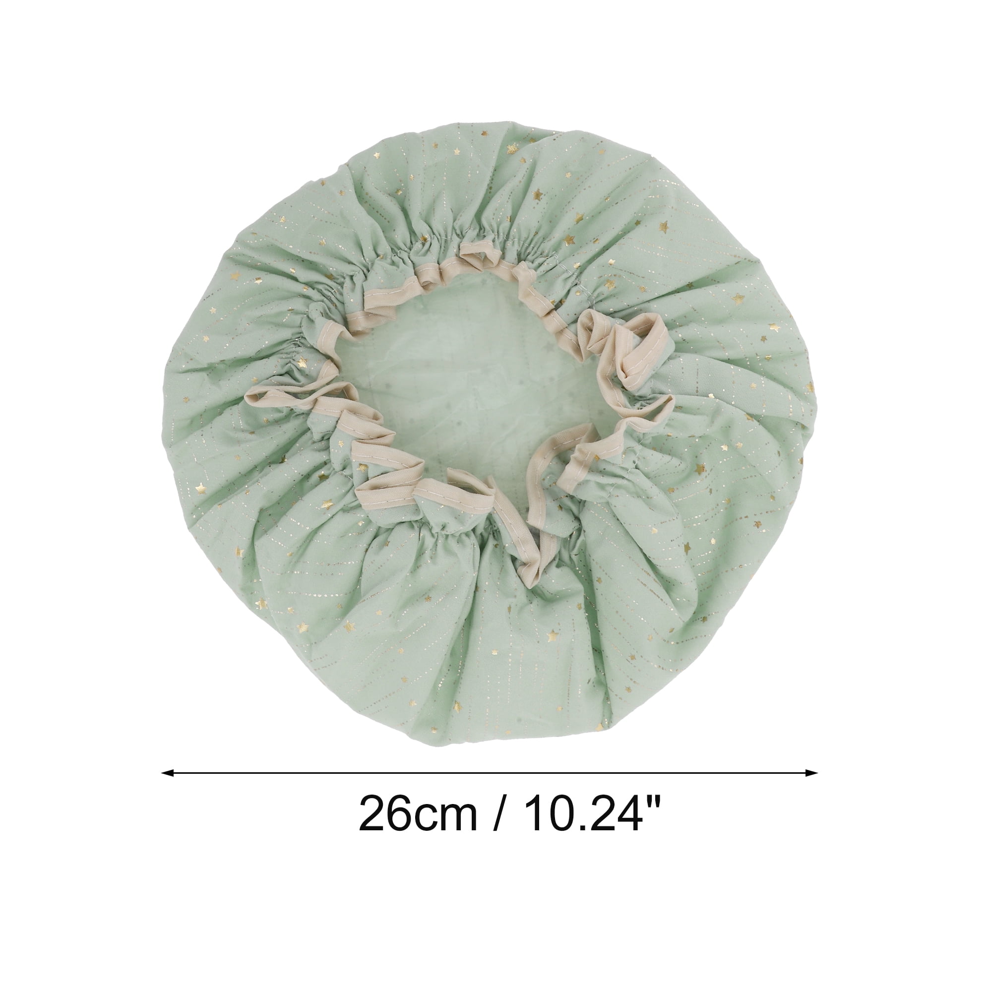 Unique Bargains Women Gold Stars Shower Cap for Bathroom 1 Pc Green