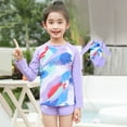 thumbnail image 2 of Gelikeya Kids Swimsuit for Girls Size 4-5 Toddler Girl Swimsuit Long Sleeve Cartoon Character Graphic Prints Summer Beach Swimming Suit (Toddlers, R02 Purple, 4-5 Years), 2 of 7