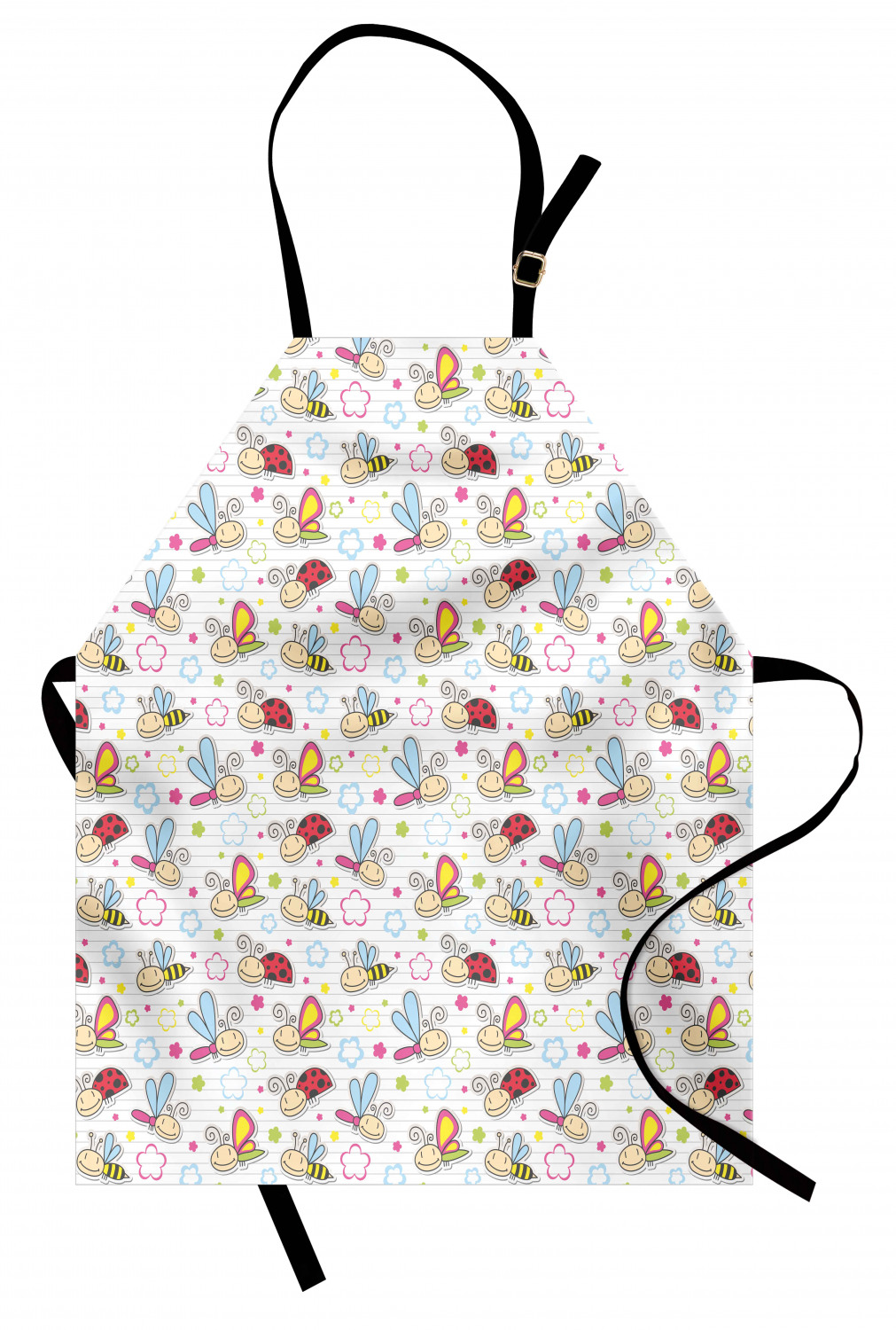 Nursery Apron Adorable Bugs with Colorful Flowers Ladybugs Dragonflies ...