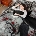 thumbnail image 5 of Manfei Halloween Crow Child Twin Bedding Sets 7-Piece, Vintage Cherry Blossoms Bedding Comforter Set, Mystic Galaxy Moon Reversible Sheet Sets, Lightweight Room Decor, 5 of 8