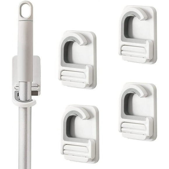 Hongchun 4 Pieces Wall Mounted Broom Holders, Wall Mounted Self Adhesive Broom Holder, Broom Holder, Mop Holder, Self Adhesive Broom Holder