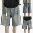thumbnail image 2 of YOTMKGDO Jean Shorts Mens Casual Denim Shorts Mid Waist Casual Loose Summer Streetwear Unisex Denim Shorts Jorts Men, Gray XX-Large, 2 of 9
