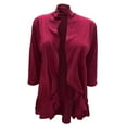thumbnail image 3 of nerohusy Lightweight Ruffled Cardigans for Women Soft Casual Open Front Cardigans Draped 3/4 Sleeve Cardigan Knit Sweaters Tops Wine,L, 3 of 5
