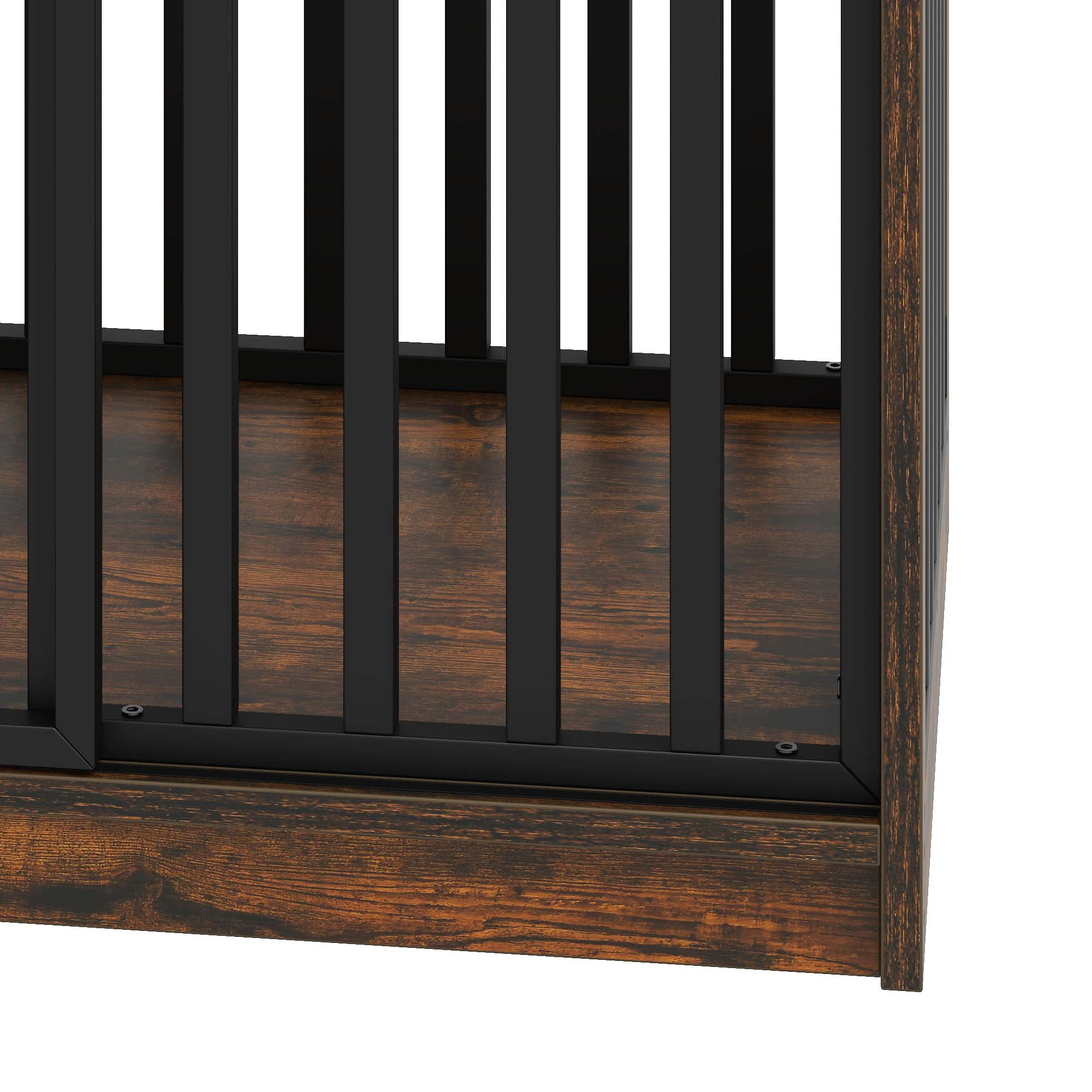 Dextrus Dog Crate Furniture with Sliding Doors, 55.1 In Large Wooden Indoor Dog Kennel Dog Cage Table with Dog Bowl for Medium Extra Large Dogs