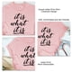 thumbnail image 4 of Camiseta de verano suave, de cuello redondo y manga corta para mujer, color rosa, talla XL, con estampado de letras negras, de gran tamaño, 4 of 4