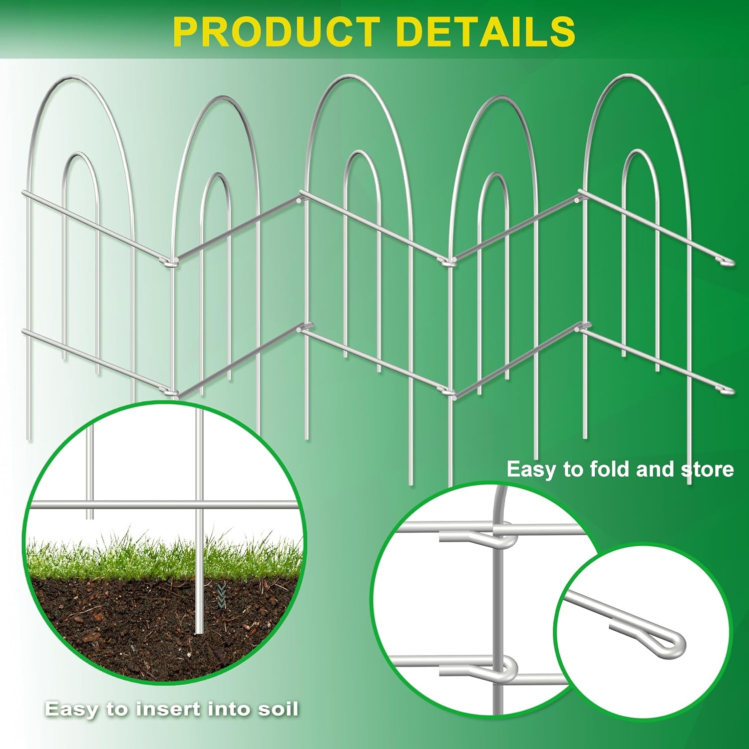 Decorative Black Garden Border Fence 18inX50ft Metal Wire Edging Flower Bed Folding Fences Panel Outdoor Garden Fencing Patio Edge Landscape for Yard