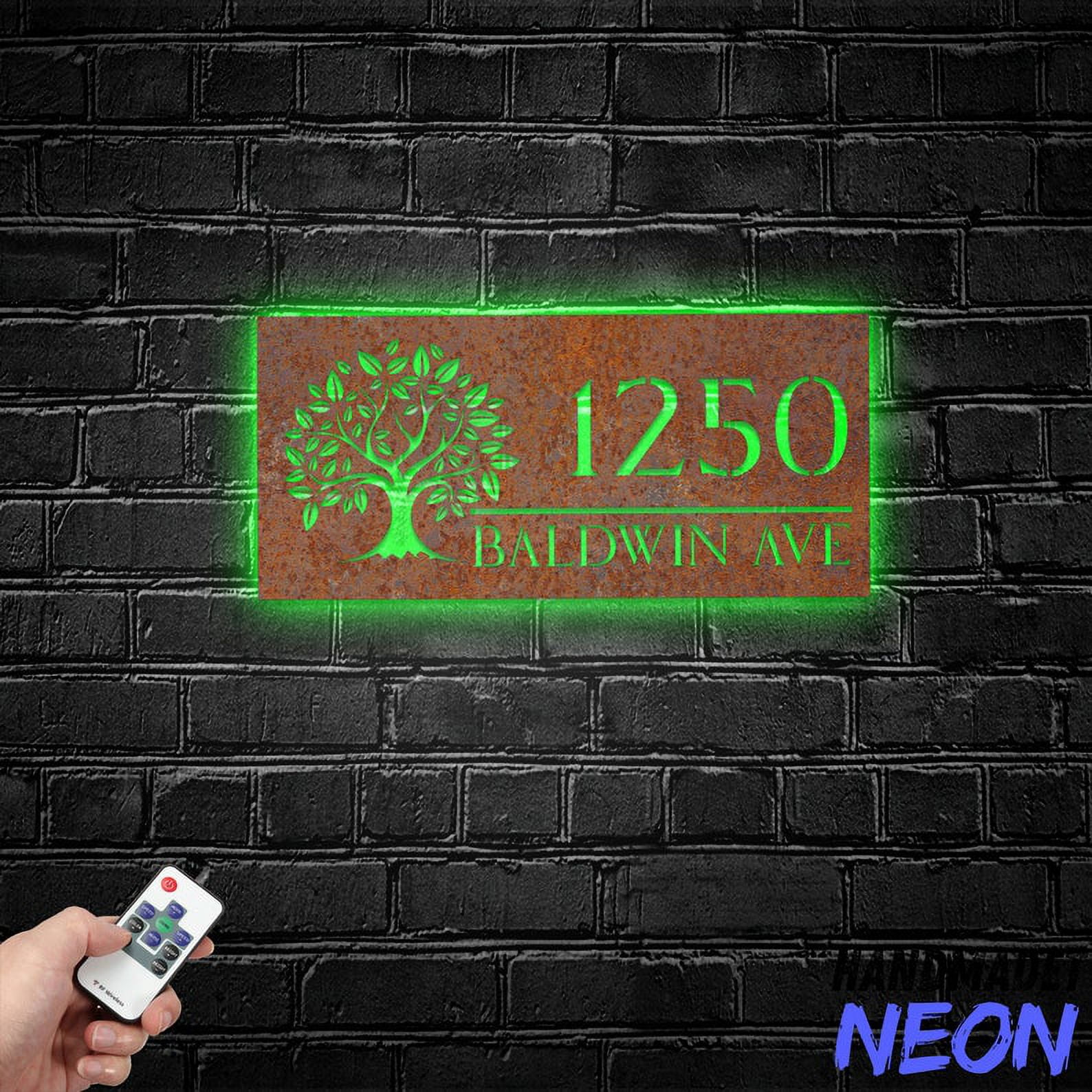 Handmadetneonsign Tree Of Life House Number Metal Rusty, Tree Home Number Rusty, House Address Wall Decor 043998