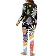 thumbnail image 3 of Yuyamidu Hippie Flower Crewneck Pajamas Set of 2 Warmth Sleepwear Pjs Womens Long Sleeve Sleepwear Tops Long Pants with Pockets Softness Sleep Jogger Set Size 2XL, 3 of 7