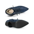 thumbnail image 4 of BLISSFUL STEP Women's Pointy Toe Block Heel Glitter Ankle Boots Navy Blue 9, 4 of 6