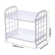 thumbnail image 3 of Plastic Shelf Organizer | Desktop Double-Layer Hollow Design | White Sturdy Storage Rack for Bathroom, Kitchen, Living Room | Mesh Drainage | Elevated Base | 21.5x14x20cm | 1 Piece, 3 of 6