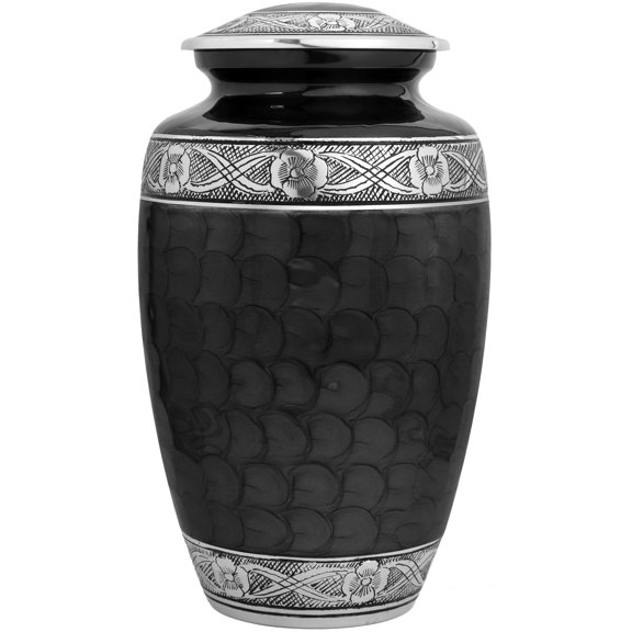 Aluminum Handcrafted Urn - Elegant Keepsake Holder for Adult Human Ashes (Coal & Metallic Mist)