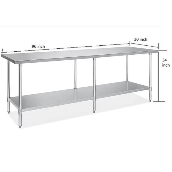 96 in. x 30 in. x34 in. Stainless Steel Kitchen Utility Table
