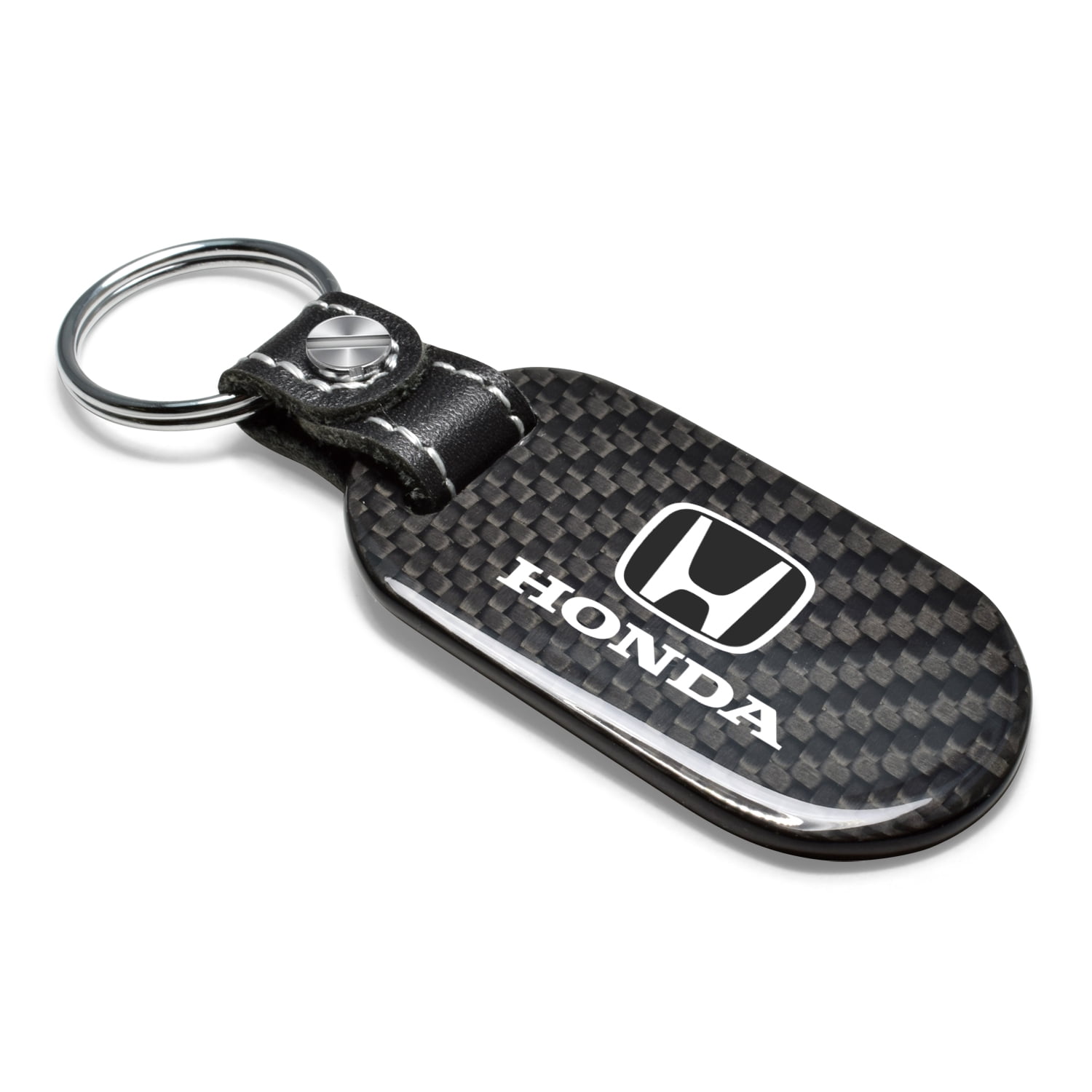 Honda Logo 100% Real Black Carbon Fiber Tag Style Key Chain