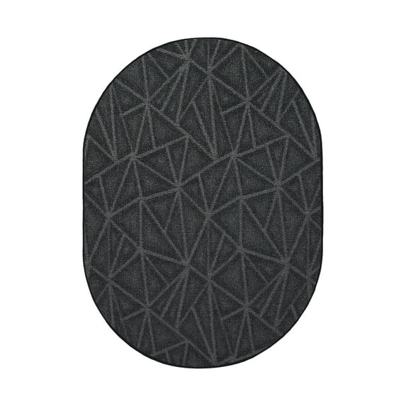 Furnish My Place Indoor Floor Rug - 12 ft. x 15 ft. Oval, Dark Gray, Geometrical Print, Customized Area Rug for Bedrooms, Hallways, Living Rooms