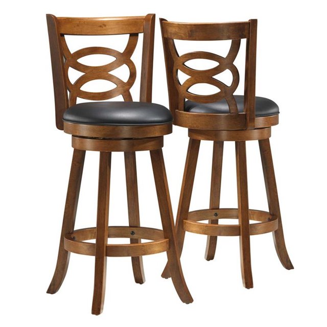 Pemberly Row Tabouret de Bar Pivotant 29" en Chêne Foncé (Lot de 2)
