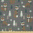 thumbnail image 2 of Ambesonne Cinnamon Color Fabric by the Yard Microfiber, Scandinavian Fox Art, 5 Yards, Pale Chocolate and Dark Teal, 2 of 2