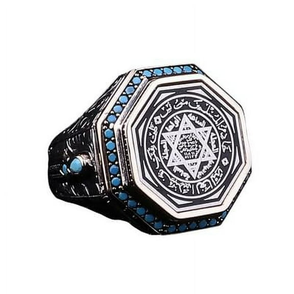 Roarsilver Seal of Solomon-Star of David Ring-Handmade Mens Ring-Agate Stone Ring-Signet Ring Mens-Jewelry Gift For Mens-Silver Rings for Men-Agate Wedding Ring | 5