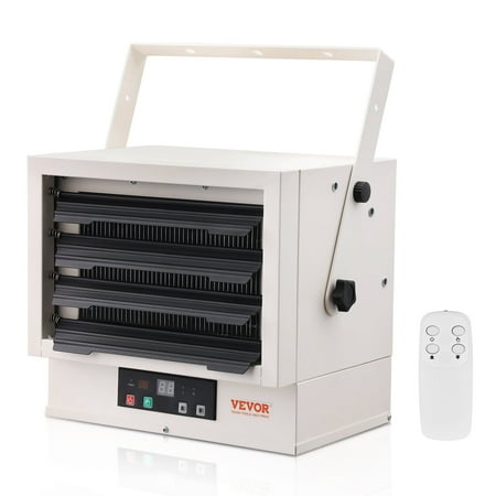 VEVOR Electric Garage Heater, 5000-Watt Digital Fan-Forced Wall/Ceiling Mount Shop Heater, with Remote Control Overheat Protection, Hardwired Heater with 9-Hour Timer, Ideal for Workshop, ETL Listed