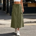 thumbnail image 3 of STETMN Women's Cargo Midi Skirt, Summer Casual Ankle Length Drawstring Waist Skirt with Multi Pockets for Streetwear, 3 of 8
