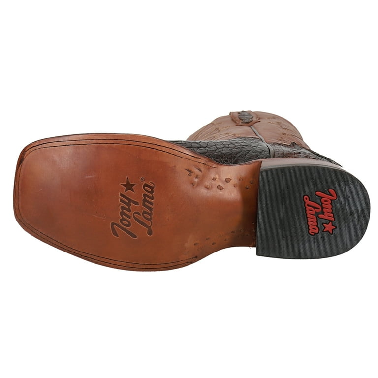 Tony Lama Men's Burnished Caiman Belly Western Boot Broad Square