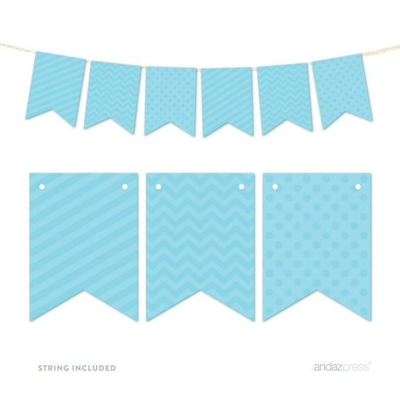 Baby Blue Hanging Pennant Banner Party Garland Decor