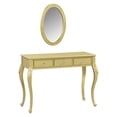 thumbnail image 4 of Bedroom Makeup Vanities, Luxury Makeup Vanity Desk with Oval Mirror, 3-Drawer Dressing Table for Jewelry Storage, Elegant Console Table for Entryway, Living Room & Bedroom, Stylish Home Decor,Gold, 4 of 21