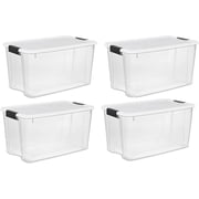 LQT Clear 18 Qt Plastic Stackable Storage Bin, White, 12 Count Pack