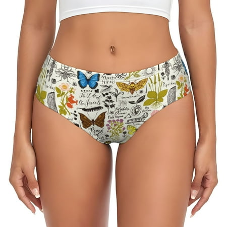 Sikiie Insects And Medicinal Herbs Women s High Waisted Cotton Underwear Soft Breathable Panties Stretch Briefs Seamless Ladies Panties-Medium