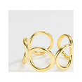 thumbnail image 1 of 18k Gold Adjustable Circle Band Ring, Single Link Chain Knuckle Rings, Fashion Stacking Finger Jewelry, 1 of 5