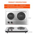 thumbnail image 2 of 1800W Double Hot Plate, Electric Cooktop with Cast Iron Burners for All Types of Cookware, Built-in or Countertop Burner, Stainless Steel, 2 of 10
