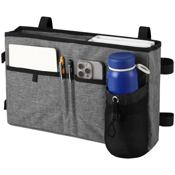 Walker Bag with Cup Holder with Multi Pockets for Folding Walker, Hand-free Carry Pouch Walker Basket Large Capacity Organizer for Seniors Elderly