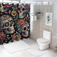 thumbnail image 7 of skulls flowers colorful  Bathroom Decor Set , multi size Colorful Luxurious Graphic Print Polyester Fabric Fashion Bathroom Decor Sets with Hooks Chic Modern Bathroom Decor shower curtain Curtain, 7 of 7