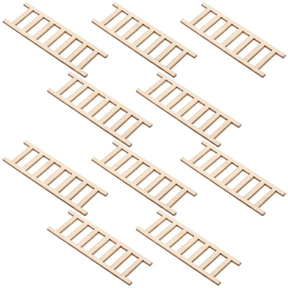 MUSEYA 10Pack Small Wooden Ladder Tiny House Accessories for Photography Props Light Yellow DIY Crafts