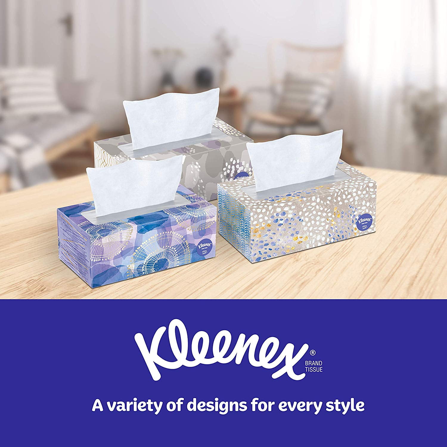 Kleenex Ultra Soft Facial Tissues, 4 Flat Boxes, 120 White Tissues