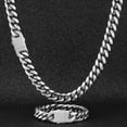 thumbnail image 3 of 12/14mm Fashion Stainless Steel Silver Miami Cuban Chain Men's Necklace Jewelry, 3 of 7